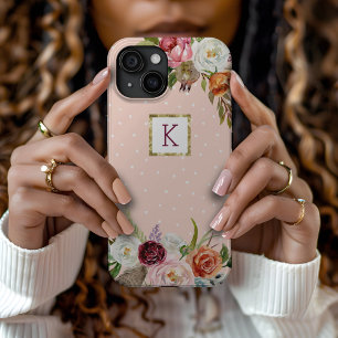 Boho Blooms Blush Dot Monogram Case-Mate iPhone Hülle