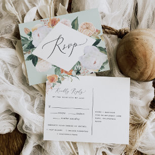 Boho Blooms carte postale RSVP avec choix de repas