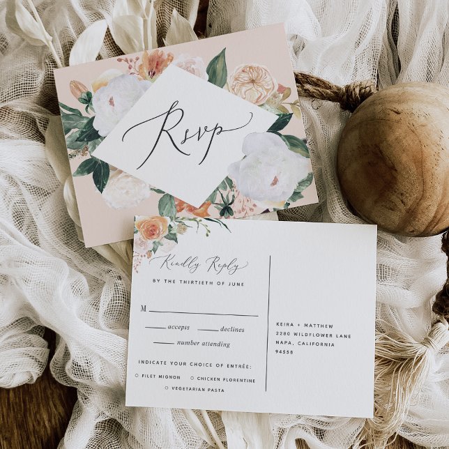 Boho Blooms carte postale RSVP avec choix de repas (Créateur téléchargé)