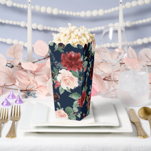 Boho Blooms   Dark Navy Blue and Burgund Muster Geschenkschachtel