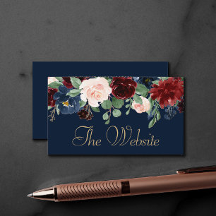 Boho Blooms Dark Rustic Navy and Red Website Begleitkarte