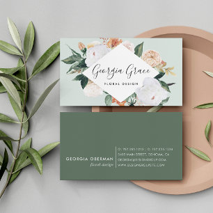 Boho Blooms Geometric Watercolor Floral Visitenkarte