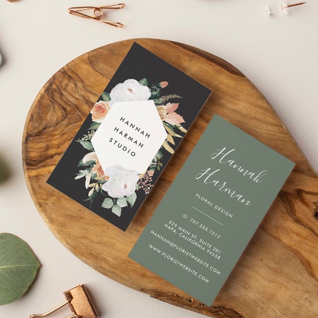 Boho Blooms Geometric Watercolor Floral Visitenkarte (Von Creator hochgeladen)