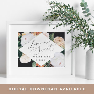 Boho Blooms Liebe ist süße Hochzeitstorte Bar Sign Poster