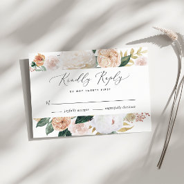 Boho Blooms Modern Floral Wedding RSVP Card Karte