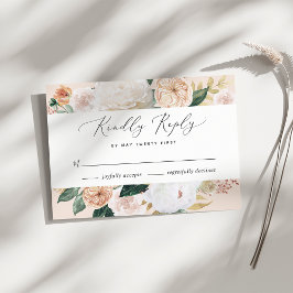 Boho Blooms Modern Floral Wedding RSVP Card Karte