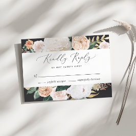 Boho Blooms Modern Floral Wedding RSVP Card Karte