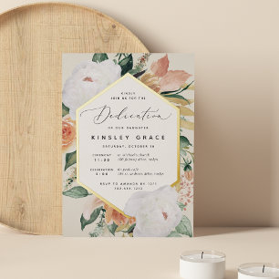 Boho Blooms Moderne Baby-Dedication Folieneinladung
