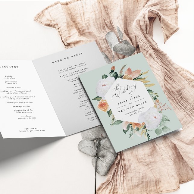 Boho Blooms Moderne Blumenhochzeit Programm (Von Creator hochgeladen)