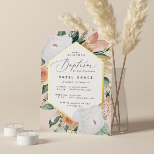 Boho Blooms Moderne Blumentaufe Folieneinladung
