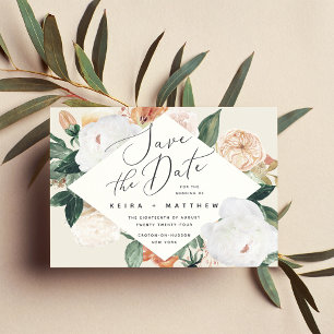 Boho Blooms Moderne geometrische Blüten Save The Date