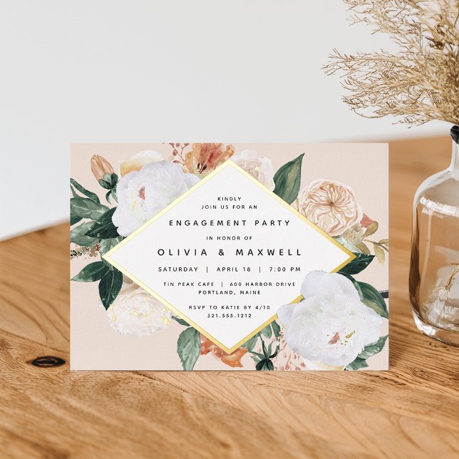 Boho Blooms Moderne Partei für Blumenbezug Folieneinladung (Von Creator hochgeladen)