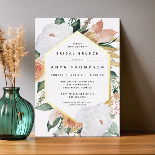 Boho Blooms Modernes Brautparty Brunch Folieneinladung