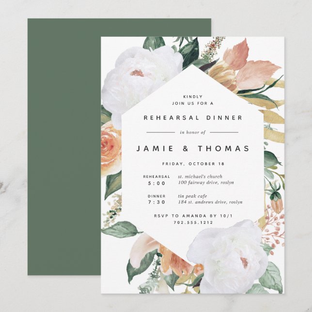 Boho Blooms | Modernes Probe Einladung (Vorne/Hinten)