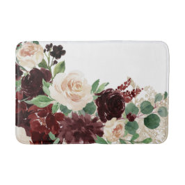 Boho Blooms | Rustische Marine und Burgund Shimmer Badematte