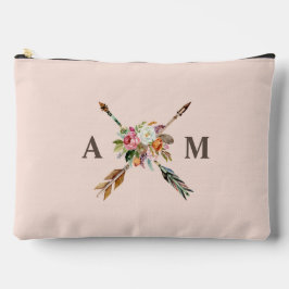 Boho Blooms und Pfeile Mit Monogramm Zubehörtasche