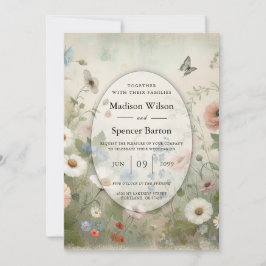 Boho Blooms und Vintage Vows Hochzeit Einladung