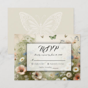 Boho Blooms und Vintage Vows Hochzeit RSVP Karte