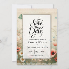 Boho Blooms und Vintage Vows Hochzeit Save The Date