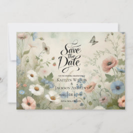 Boho Blooms und Vintage Vows Hochzeit Save The Date