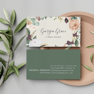 Boho Blooms Watercolor Floral Visitenkarte