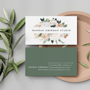 Boho Blooms Watercolor Floral Visitenkarte