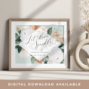 Boho Blooms Wedding Sparkler Sendoff Sign Poster