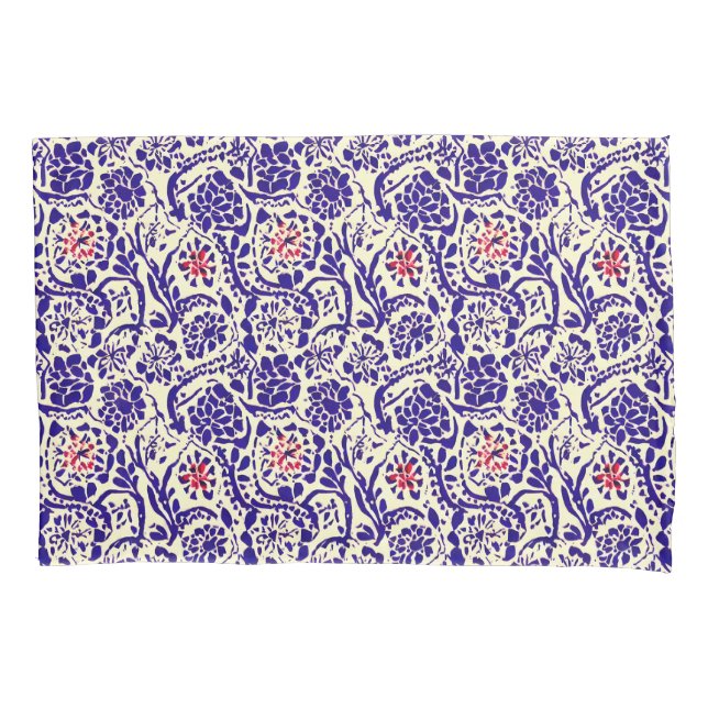 Boho Blue Abstrakt Floral Kissenbezug (Vorderseite)
