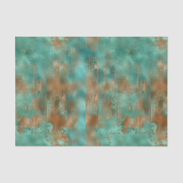 Boho Blue Aquamarin Copper Patina Seidenpapier (Vorderseite)