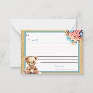 Boho Blue Bear Baby shower Chères Cartes bébé