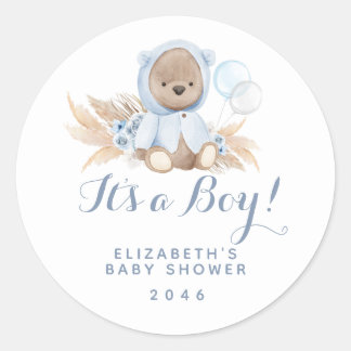 Boho Blue Bear Baby shower Favoriser Étiquette