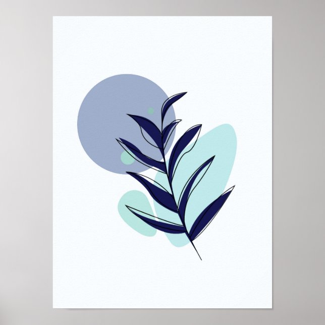 Boho Blue Blume Poster (Vorne)