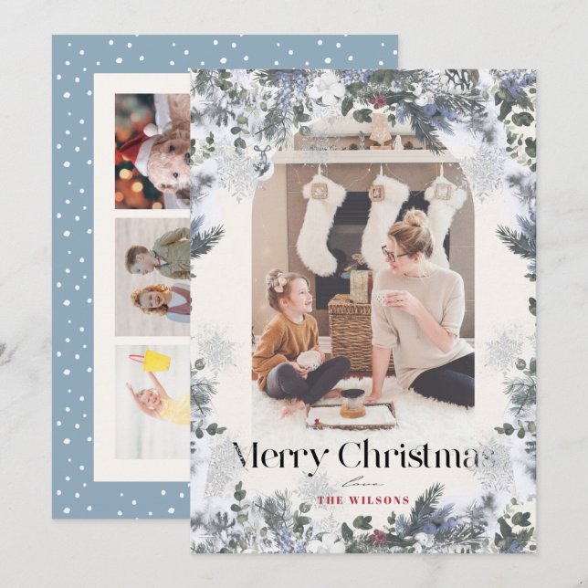 Boho Blue Botanical Arch 4 Foto Weihnachten (Vorne/Hinten)