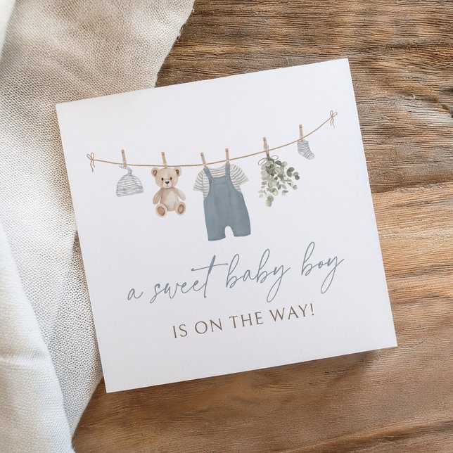 Boho Blue Boy Baby Clothes Baby Shower Serviette (Von Creator hochgeladen)