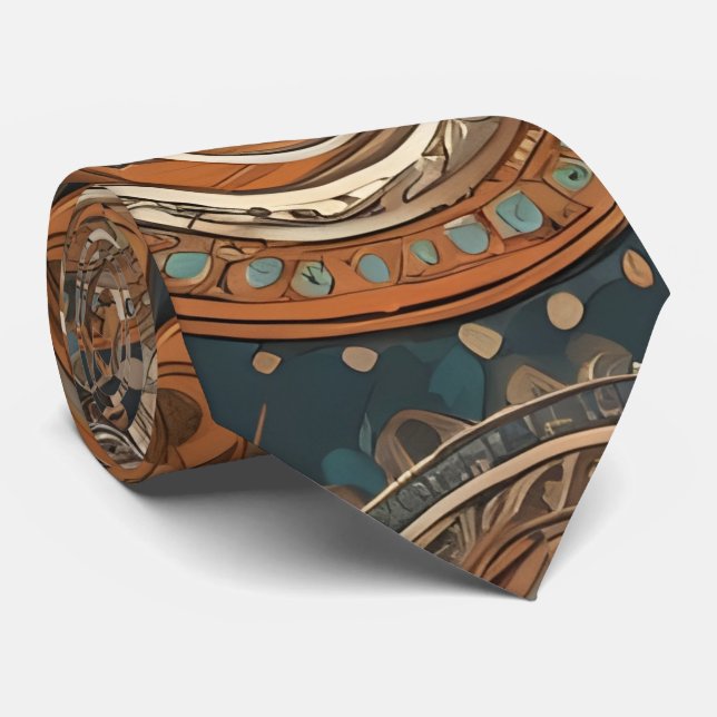 Boho Blue Brown Combo Style Eclectique Cravate (Roulé)