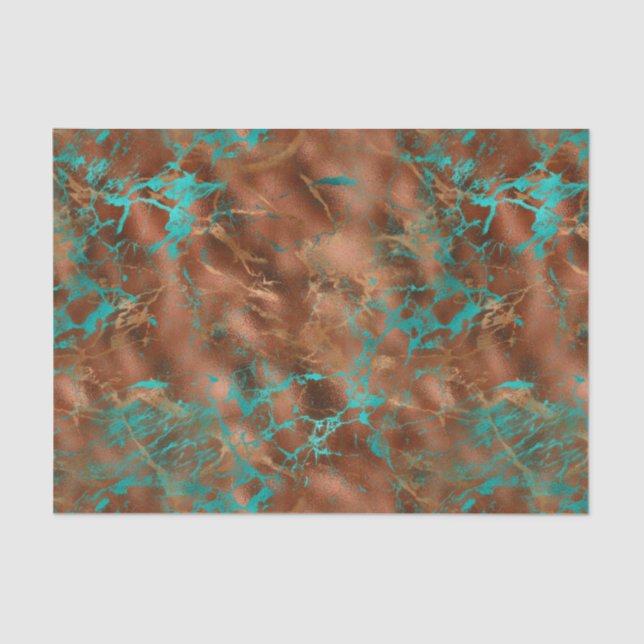 Boho Blue Copper Patina Seidenpapier (Vorderseite)