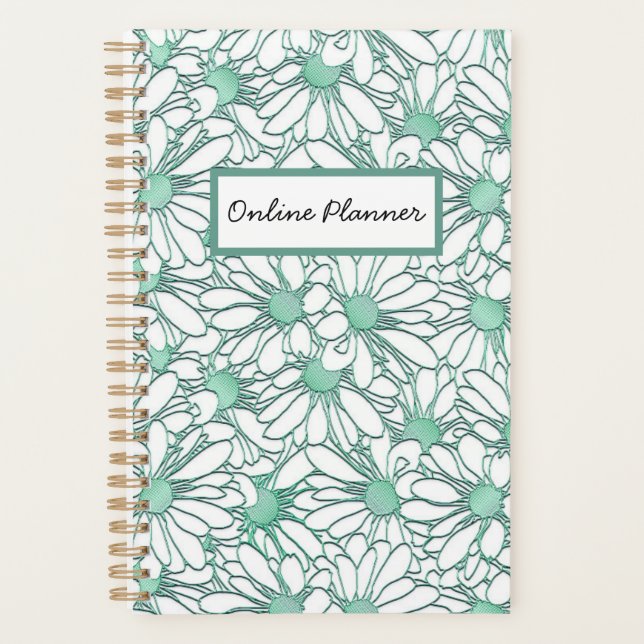 Boho Blue Daisy Muster Online Business Planner Planer (Vorderseite)