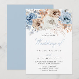 Boho Blue: Elegante Hochzeit der Wasserfarben Einladung