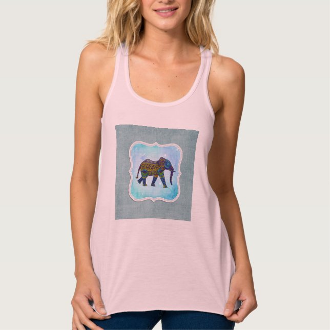 Boho Blue Elephant Tank Top (Vorderseite)