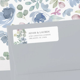 Boho Blue Floral Wedding Return Address