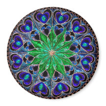 Boho Blue Green Heart Mandala Magnet