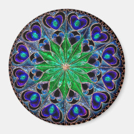 Boho Blue Green Heart Mandala Magnet