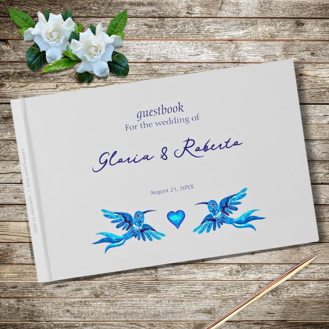 Boho Blue Hummingbird Mariage mexicain Livre d'inv (Créateur téléchargé)