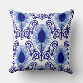 Boho Blue Jewel Tone Peacock Feather Kissen