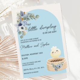 Boho Blue Little Dumpling Baby Dusche Einladung
