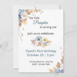 Boho Blue Little Pumpkin Erster Geburtstag Einladu Einladung
