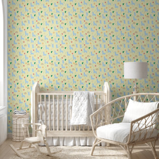 Boho Blue Llama Rainbows Yellow Baby Boy Kinderzim Tapete