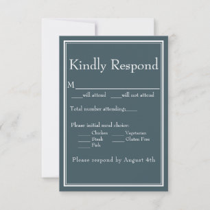 Boho Blue Modern Minimalistisch RSVP Karte
