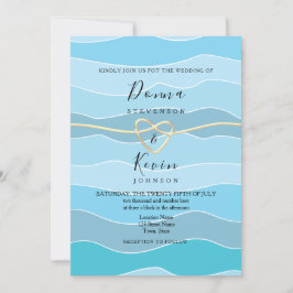 Boho Blue Ocean Waves Beach Wedding Einladung