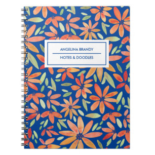 Boho Blue & Orange Muster Notizblock